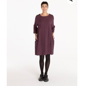 Cut-Loose Raglan Fall Parachute Dress Sz MD Gray Textured 3/4 Slv Lagenlook Arts